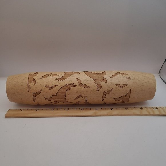 Ghosts Design Rolling Pin Embossing Halloween Cookies Halloween NEW - Picture 2 of 2